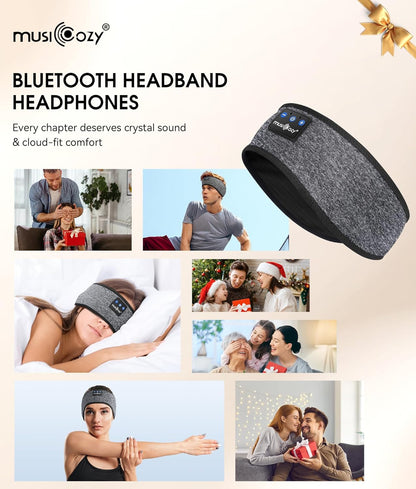 Sleep Headphones Bluetooth 5.4 Headband, Wireless Earphones Music Sleep Earbuds Sleeping Eye Mask with HD Stereo Speakers for Workout Running Travel Yoga, Ideal Gifts for Men Women